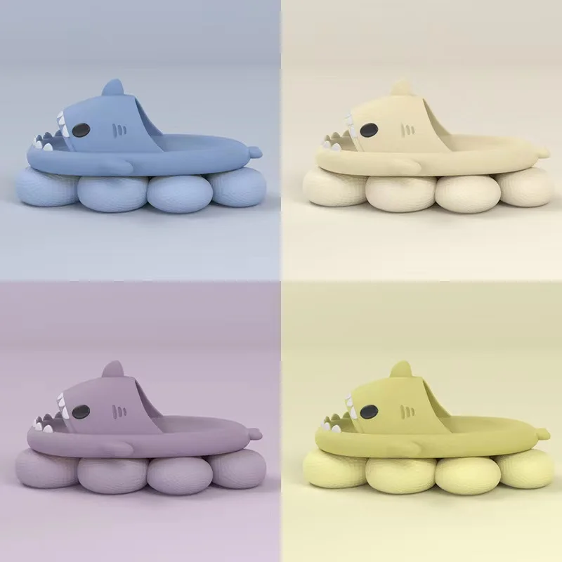 Summer Shark Slippers Women Shark Slides Men Bathroom Flip Flops Adult Home Anti-skid Flat Shoes Couple Funny Sandals