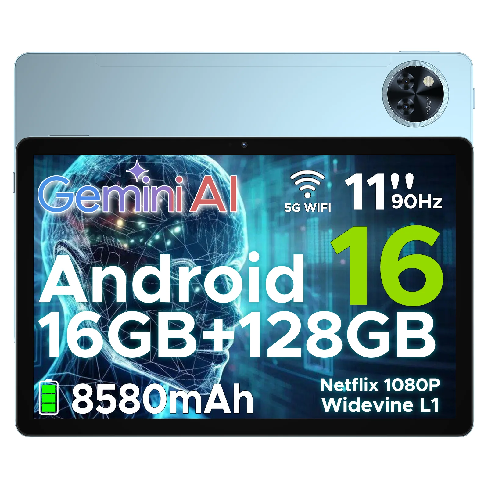 DOOGEE U11 2 in 1 Tablet PC 16GB(4+12) 128GB 11" Ultra-clear 90Hz Display Unisoc T606 8580mAh Battery Android 16 Widevine L1 image 3