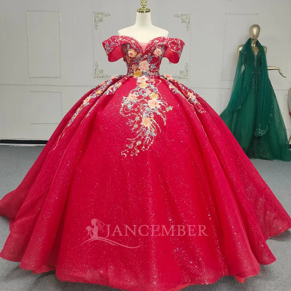 Real Image Red Ball Gown Customized Quinceanera Dress Beaded Birthday Prom Dresses Graduation Gown Vestido De 15 Hot Sales
