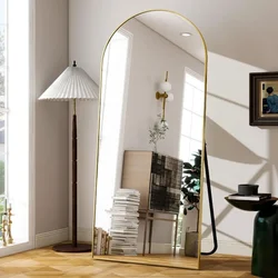 Full Length Mirror Gold Aluminum Frame Large Mirror Full Body With Lights Mirrors Floor Standing Living Room Furniture