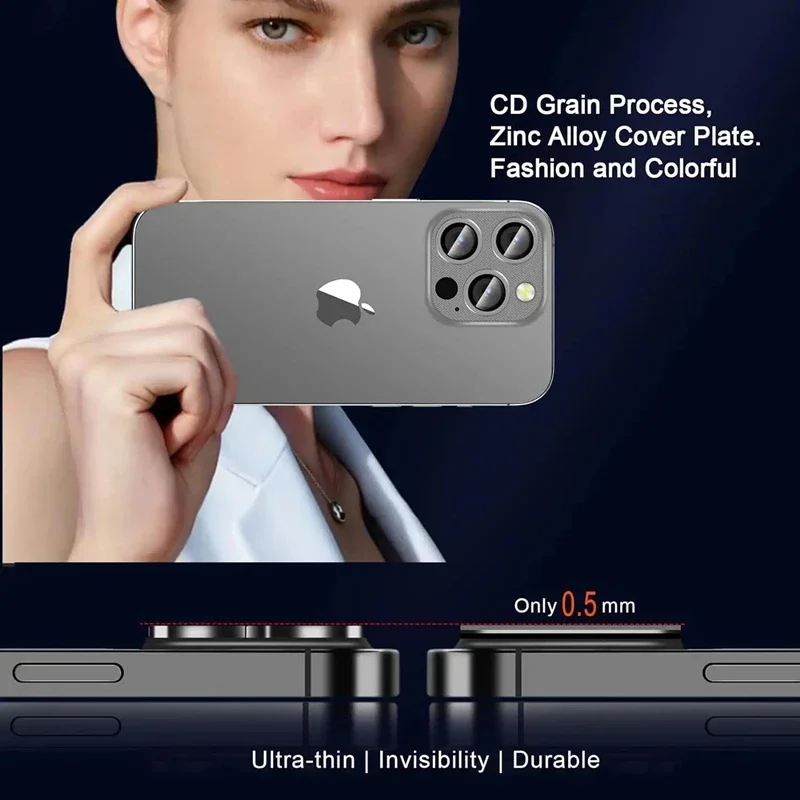Vidrio Protector de lente de cámara de Metal para iPhone 15 Pro Max 15 Plus, película protectora de lente para iPhone 14 11 13 PRO 12 Mini vidrio trasero
