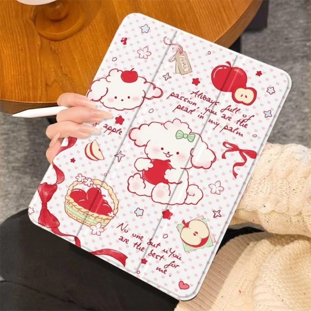 Cover Pencil Holder Funda or Samsung Tab A9 8.7" Plus 11" Flip Smart Cover For S7 S8 S9 11 Plus S10 S9 12.4 Inch Cartoon Puppy