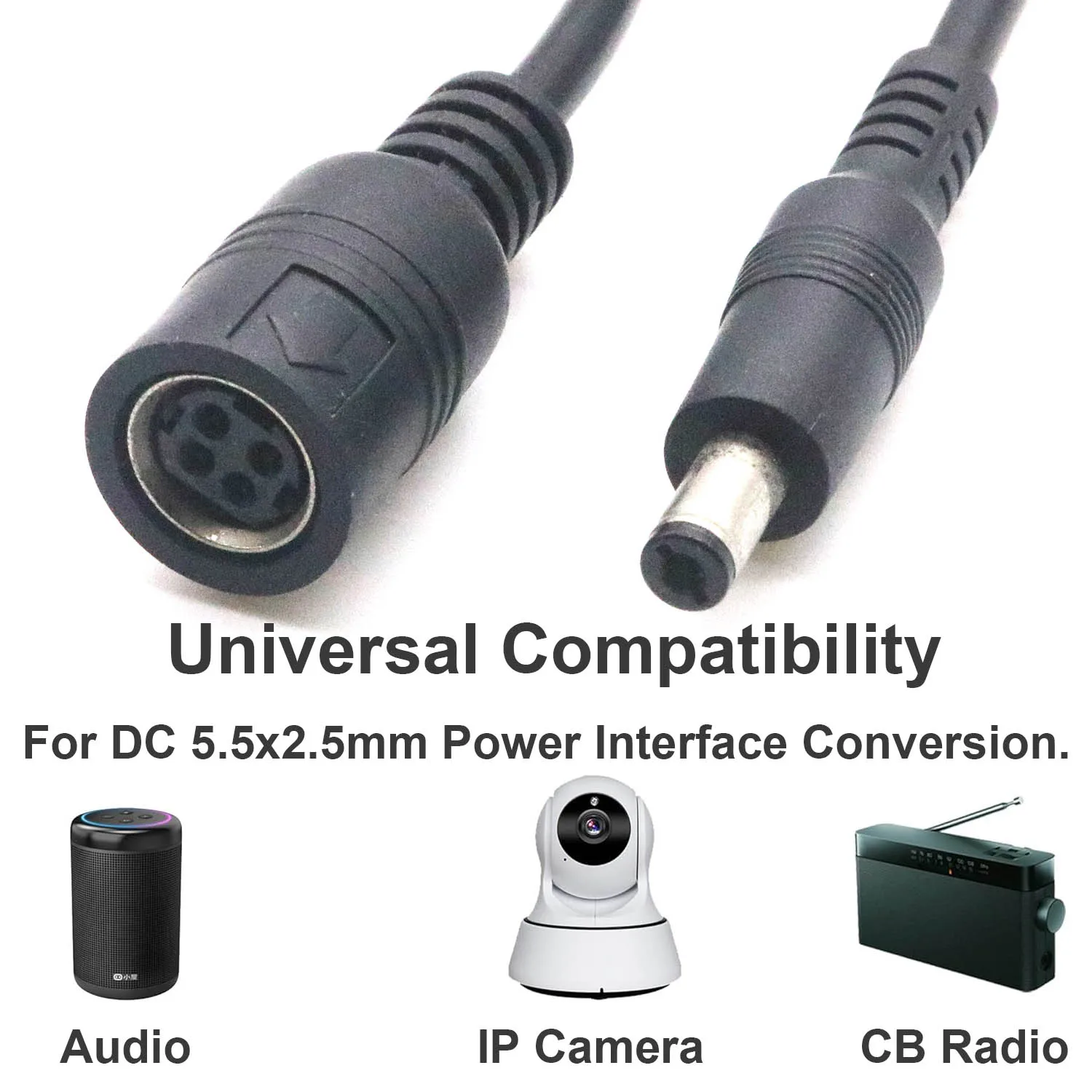 2pcs DC Power Adapter Cable Male 5.5mm X 2.5mm to Female 4 Pin DIN For TV LCD CCTV Camera Printer DVD TV PC Barcode Printer