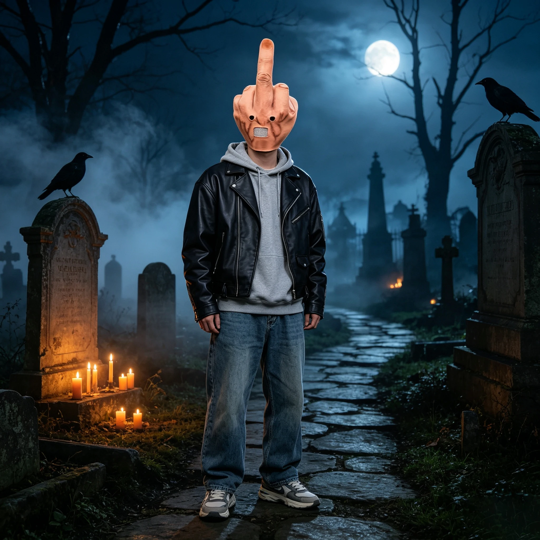 Vertical Middle Finger Despises Headgear Latex Finger Mask Headgear Halloween Prank Mask Bar Performance Prank Funny Props