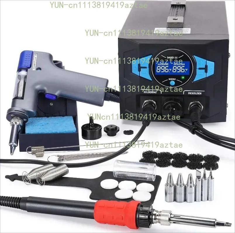 948D III Upgraded 2-IN-1 ESD Safe Soldering Desoldering Station with Fast-Heating Desoldering Gun & Soldering Iron, Sleep Mo