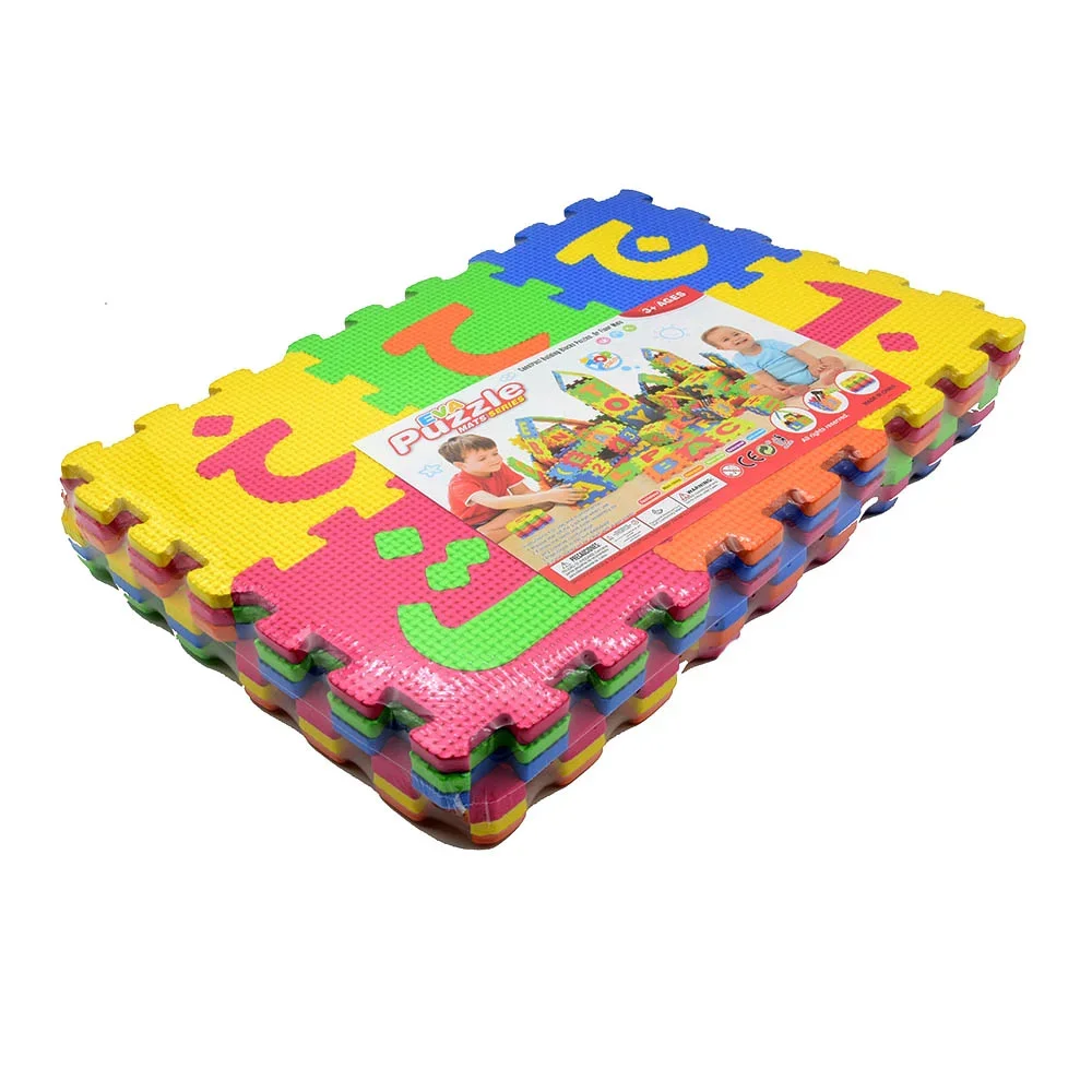 Arabische Kinderschaum-Spielmatte, 14 x 14 cm, ineinandergreifende Alphabet-Zahlen, Bodenpuzzles, bunte EVA-Fliesen, Mädchen und Jungen, weich, wiederverwendbar
