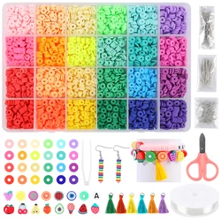 Makersland 6mm Beads for Jewelry Making Set Box Kids Diy Bracelet Kit for Kids Fruit Letter Clay Beads Bracelet Necklace Kit