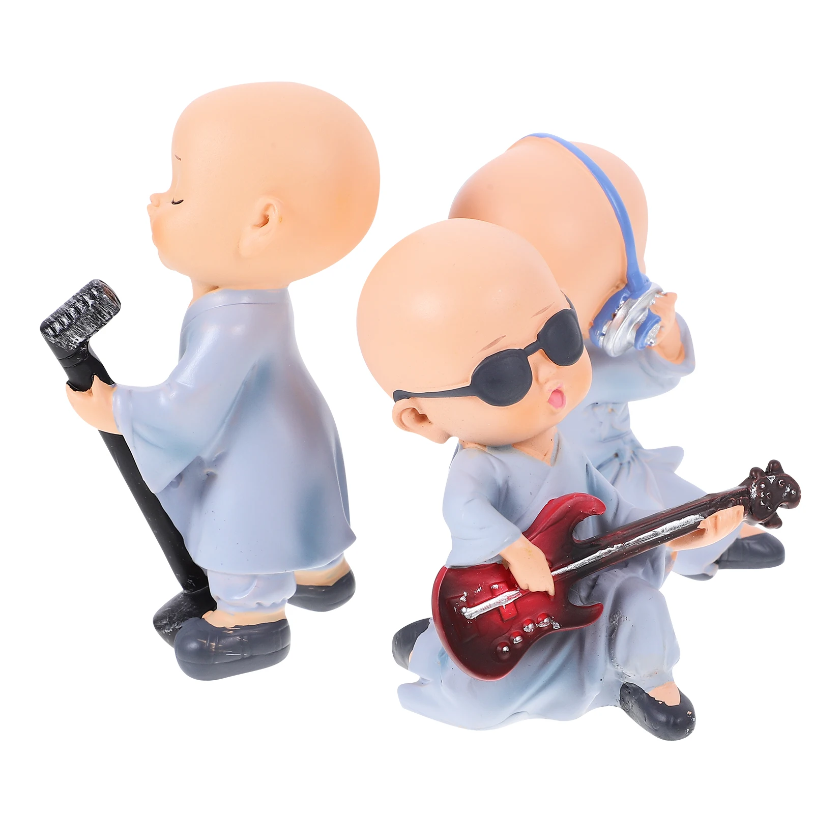 

3pcs Small Monk Car Dashboard Ornament Resin Decorative Home Garden Decoration Bonsai Accessories Mini Statue Car Accessories