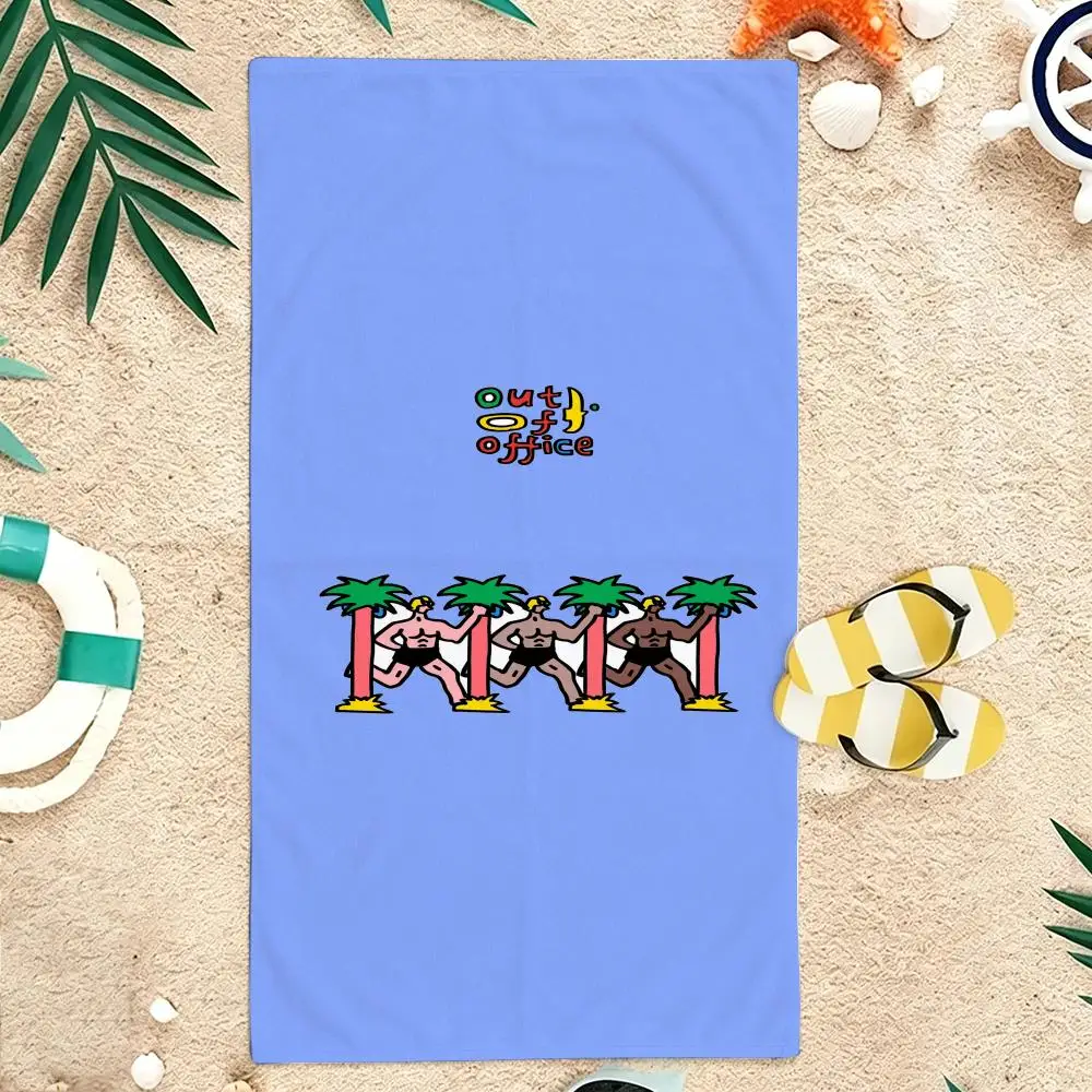 Cartoon Surreal Summer Surf Vacation Towel Microfiber soft Beach Towel for Travel Fitness Sauna Bathing Camping