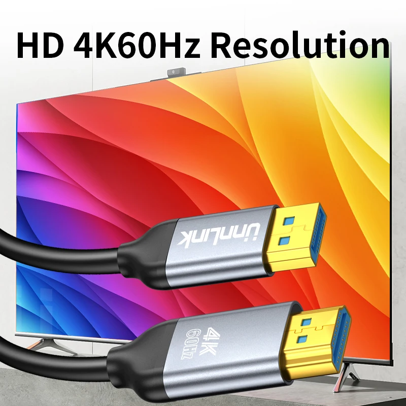 Unnlink DisplayPort to HDMI-Compatible Cable 4K 60Hz Audio Video Cord Dynamic HDR DP to HDMI Cable for HDTV PC HUB Monitor Stock