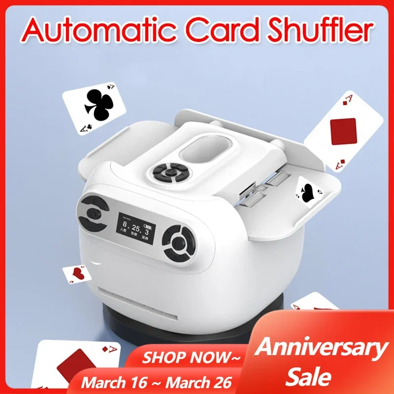 Automatic Card Shuffling Machine 1/2 Decks Electric Poker Card Shuffler 2600mAh Rechargeable Shuffler for Card Games Home Party