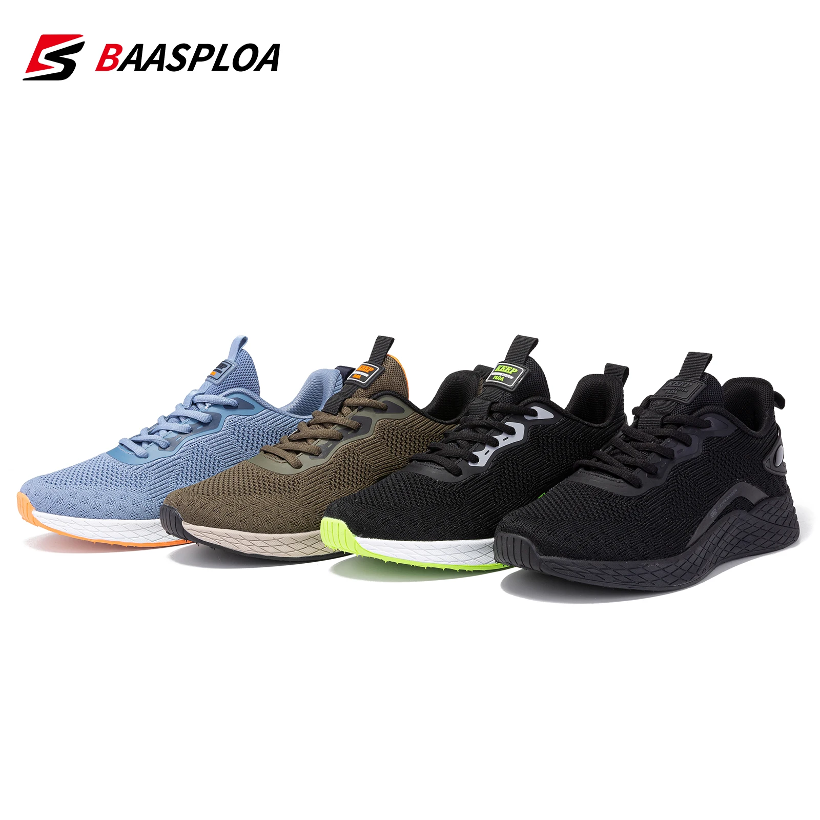 Baasploa Men Sport Shoes Mesh Breathable Casual Walking Sneakers for Men New Fashion Running Shoes Non-Slip Outdoor