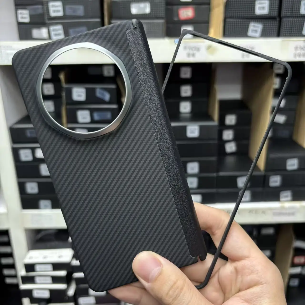 

For Honor Magic V6 Case Kevlar Magnetic Carbon Aramid Fiber Fabric Slim Design For Anti-Drop Shockproof Hard Cover