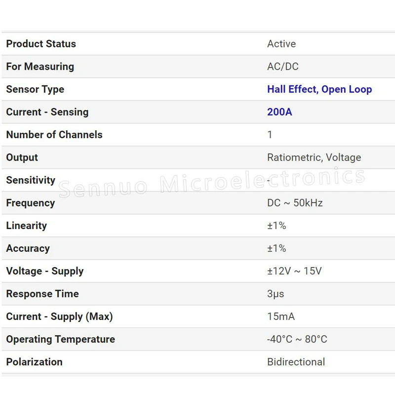 1Pcs New HTB200-P SENSOR CURRENT HALL 200A AC/DC 1 Channel Hall Effect, Open Loop Bidirectional Module, Single Pass Through