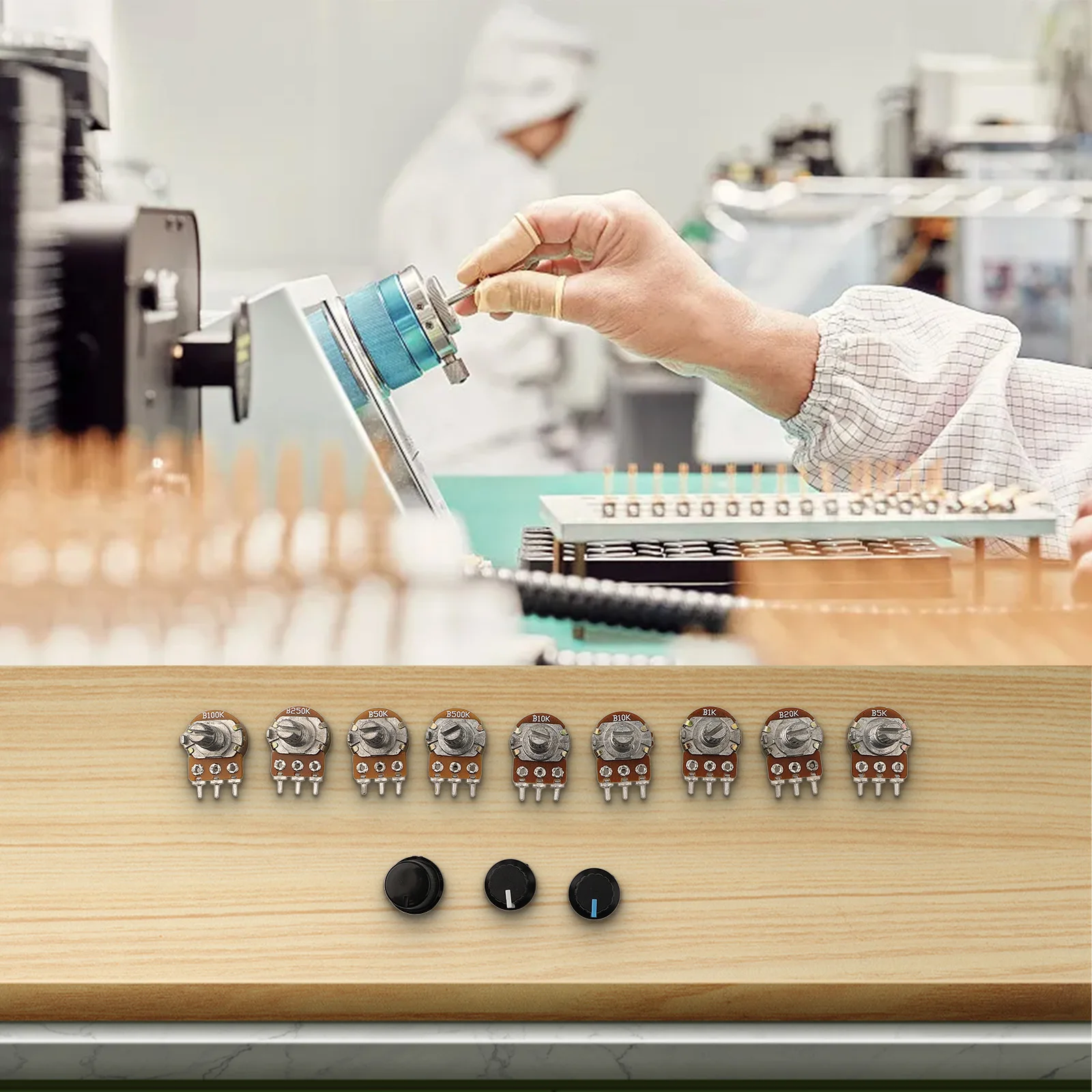 Linear Taper Potentiometer 100PCS Potentiometer Set Audio Volume Control Household Appliances Sturdy Plastic Knob