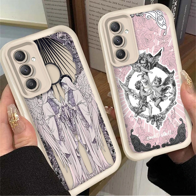 Middle Ages Retro Cupid Angel Case for Samsung Galaxy A35 A55 A15 A25 A16 A06 A05 A05S A24 A13 A23 A12 A22 A32 A52 A71 A51 4G