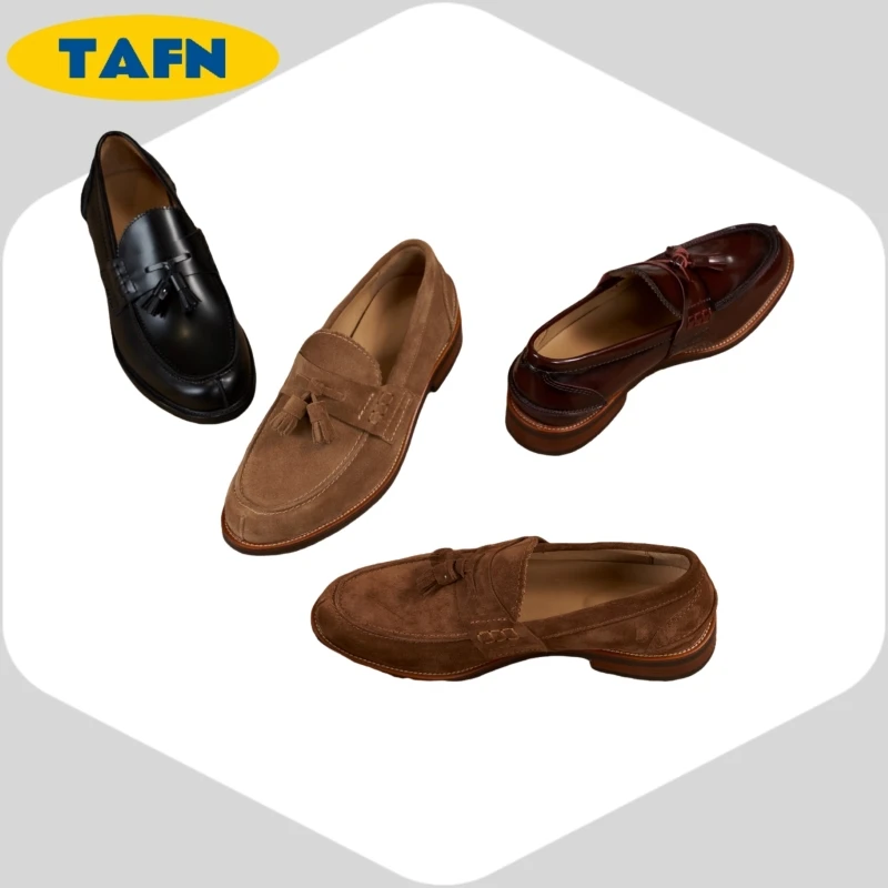 

25 Cowhide Simple genuine leather loafers, slip-on leather shoes, with Soft Cushioned Insole Men Loafers for Business AE2025