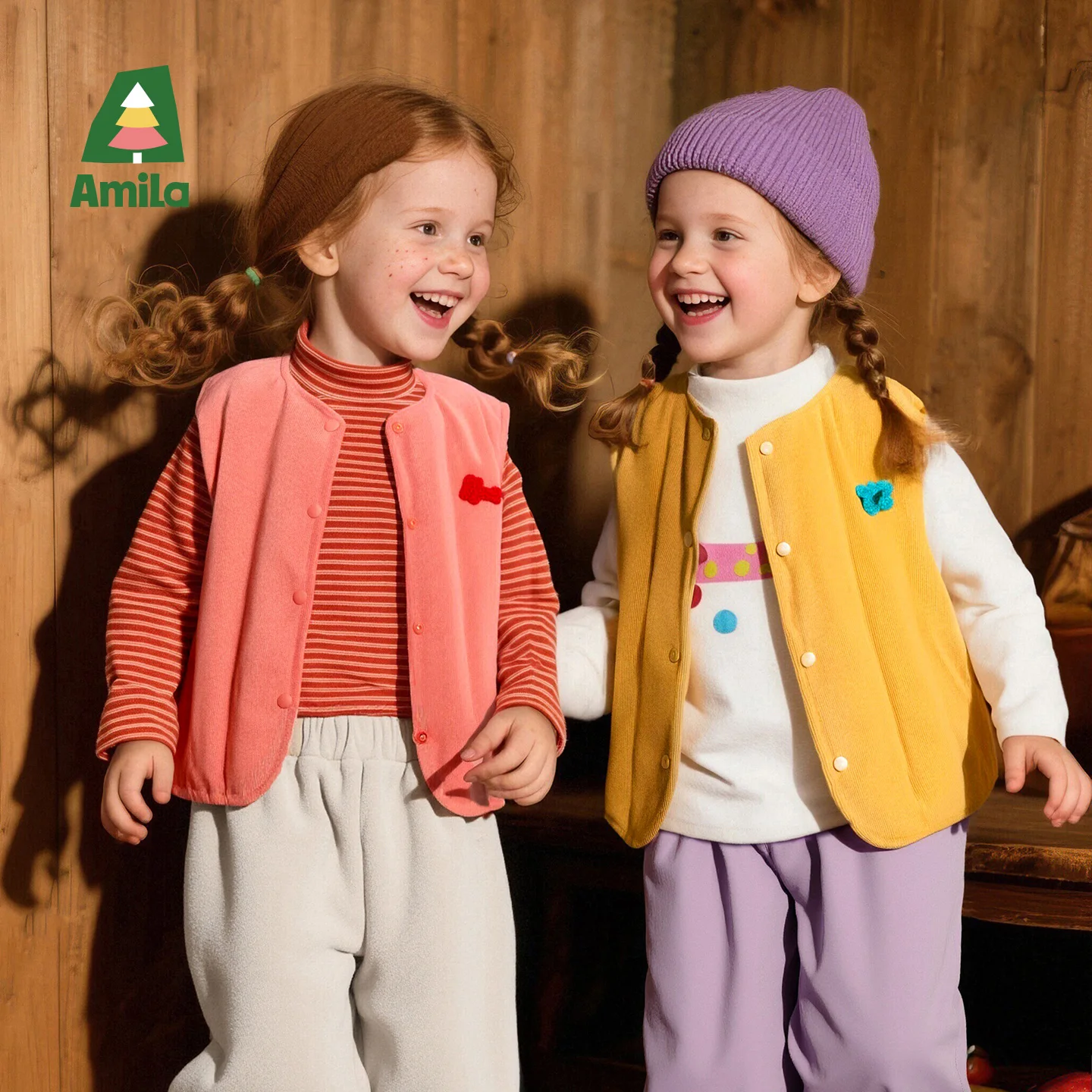 Amila 2026 Kids Winter Children's Down Vest, Pink, Beige, Yellow, Warm Filled Duck Down Sleeveless Jacket For Easy Layering