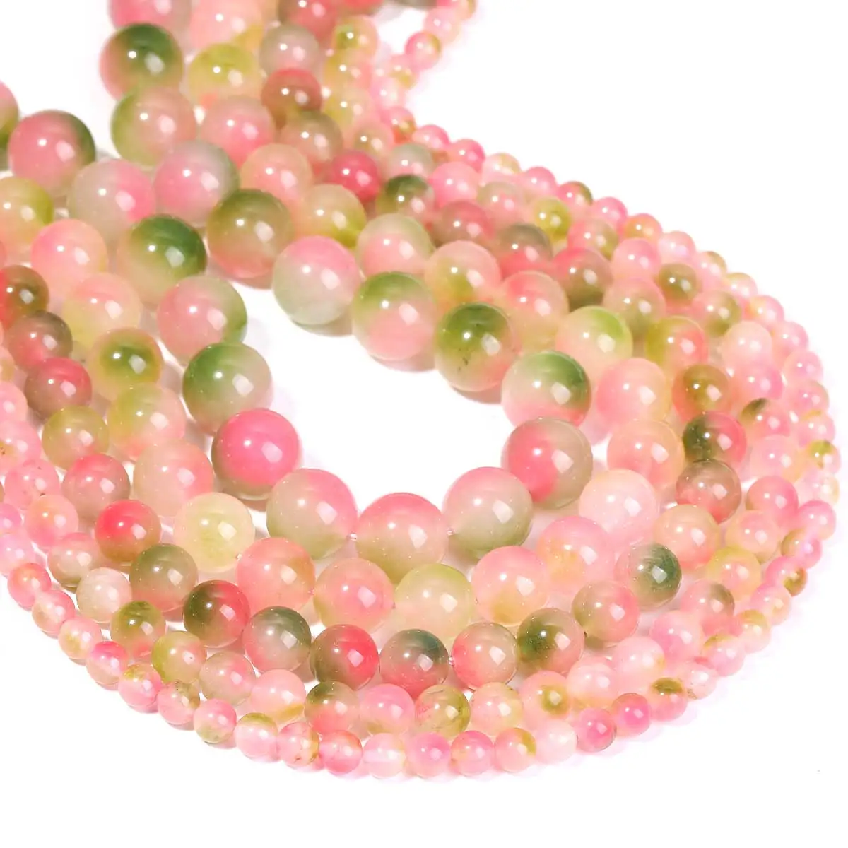 SHIJIWLS Rote Wassermelonen-Jade-Perlen für die Schmuckherstellung, DIY-Charms, Armbänder, Halsketten-Zubehör, große Abstandsperlen, 6–14 mm – Detail 2