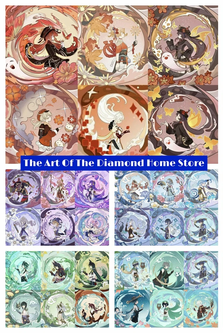 Genshin Impact Painted Stitching 5D AB Diamond Painting Cartoon Character The Wanderer Crystal Cross Stitch Mosaic Home Decor