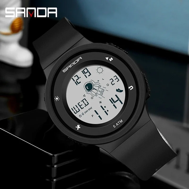 SANDA 2121 디지털 시계 남성용 군사 육군 스포츠 크로노그래프 날짜 손목시계, 오리지널 50m 방수 남성 전자 시계 선물