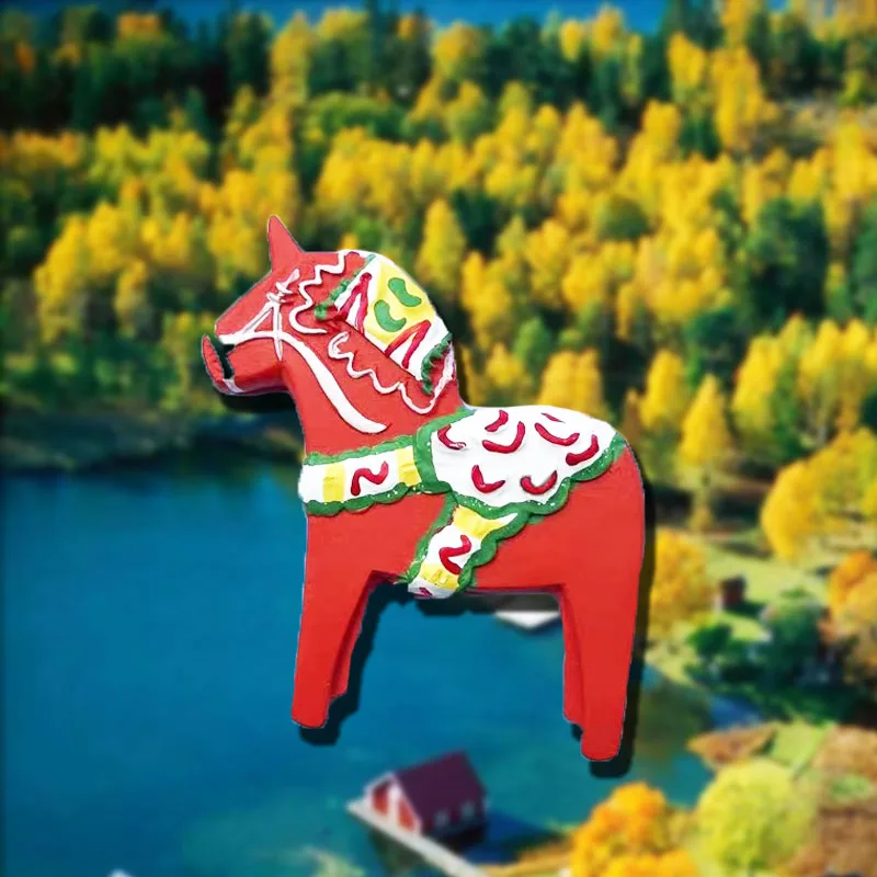 Swedish geographical indication stereo horse magnet refrigerator sticker home decoration resin tourism souvenir message sticker