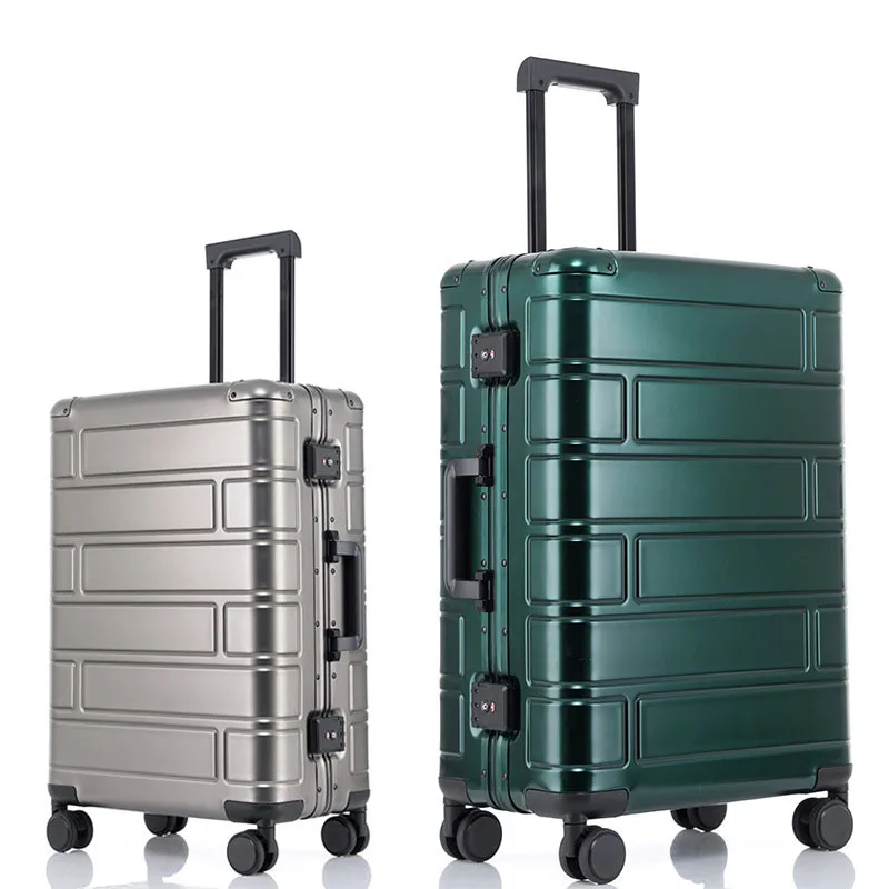 

20"24"28 Inch Travel Full Aluminium Luxury Rigid Suitcase With Wheels TSA Lock Trolley Luggage Bag Boarding Case Free Shipping