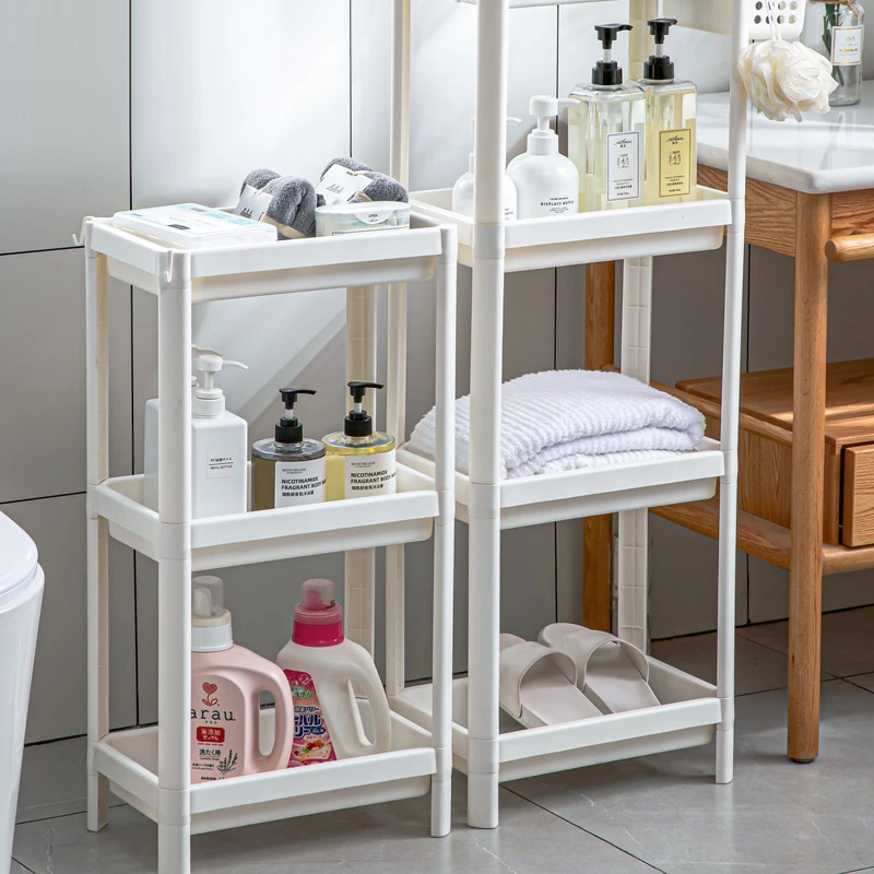 Bedroom Floor-to-ceiling Cosmetic Shelves, Home Portable Multi-layer Slit Organizer, Movable Trolley Bathroom Accessories 123