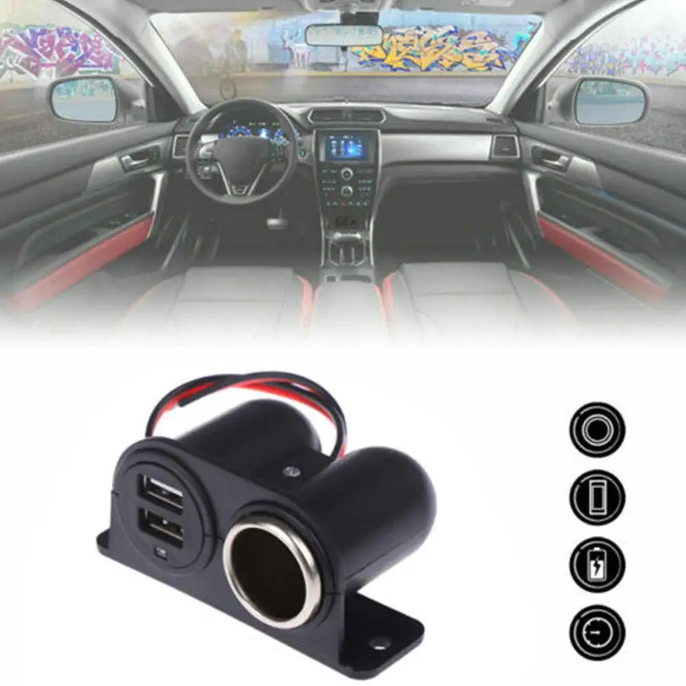 Multifunction Cigarette Lighter Ports Socket 2 USB 3.1A/3100ma Car Charger  Camper Multi Plug Port Adapter Charger Recessed Cars