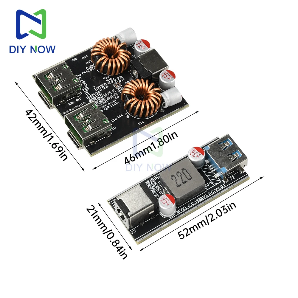 Modul Pengisi Daya Super Cepat 1-Channel 2-Channel PD 140W/100W DIY Motherboard Mendukung PD QC AFC FCP VOOC Dengan Kipas Pendingin