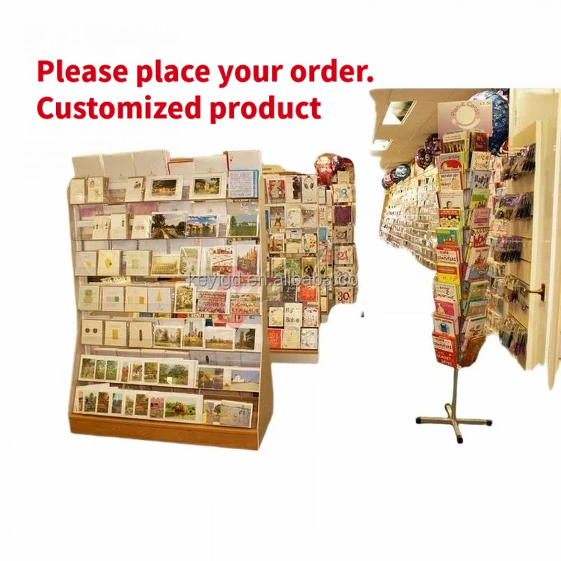 custom.Floor Standing 4 Sided Greeting Cards Display Stand Convenience Store Customize Spinning Gifts Cards Display Rack Sho