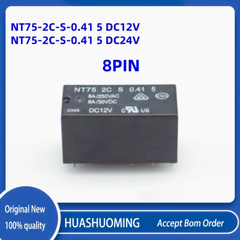 

НОВЫЙ 10 шт./LoT NT75 2C S 0,41 5 12 В постоянного тока 24 В постоянного тока NT752CS0.415 NT75-2C-S-0,41-5 DC12V DC24V 8PIN 8A