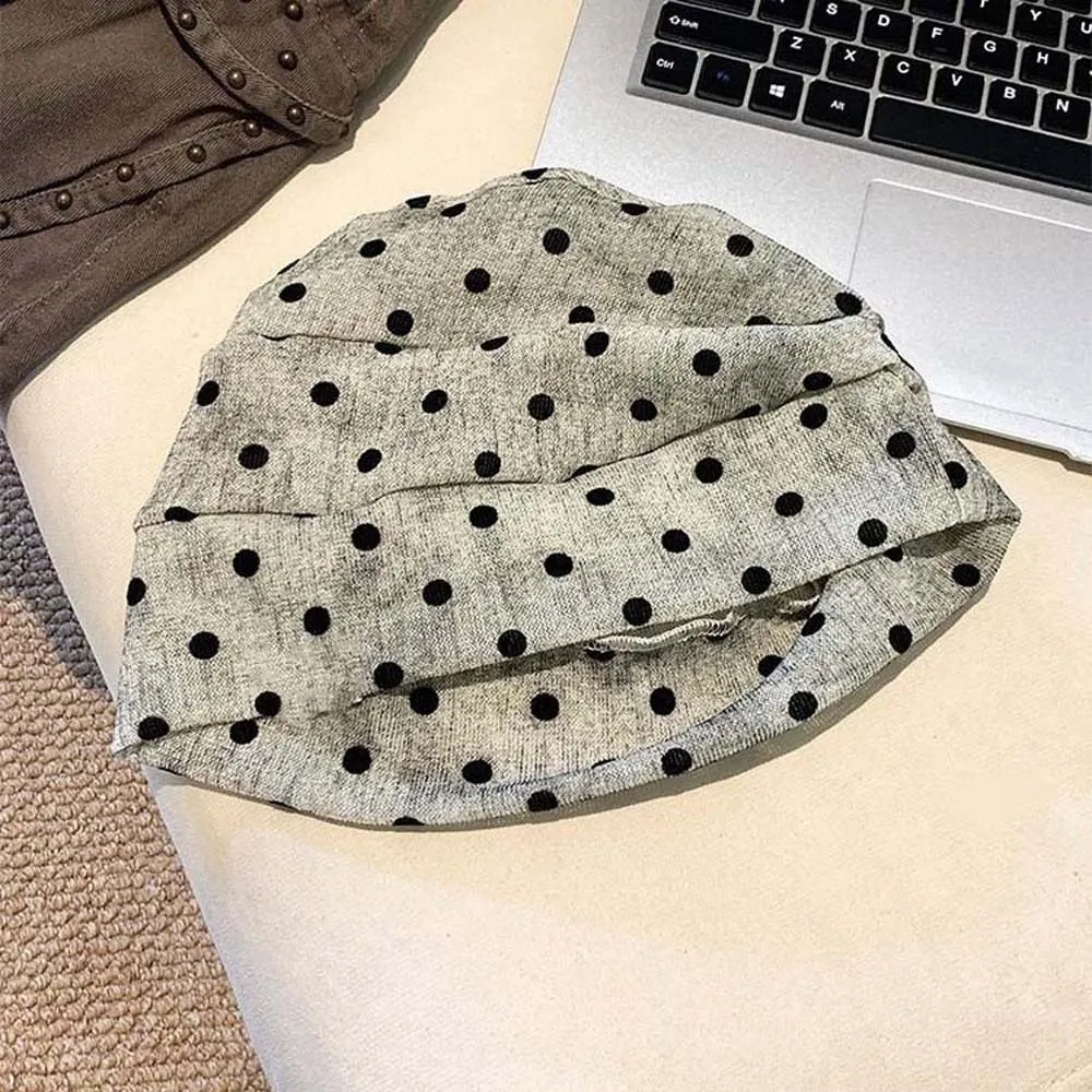 Elegant Turban Cap Retro Polka Dot Beanie Elastic Soft Slouchy Skull Cap Y2K Comfortable Windproof Head Wrap Fashion Bloggers