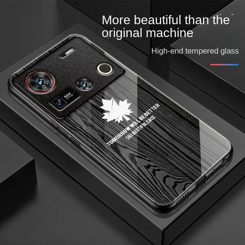 For Nubia Z70 Ultra Case Hard Tempered glass Wood grain Protective Back Cover Case For ZTE Nubia Z70 Z60 Ultra Z60S Pro Shell