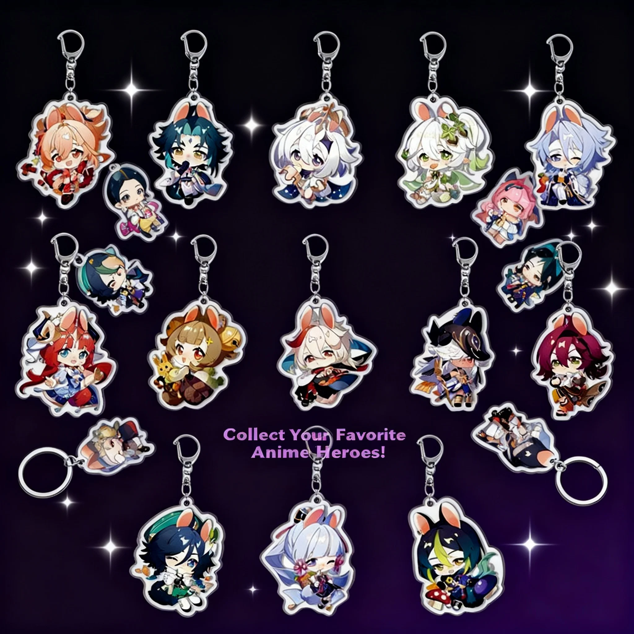 

Acrylic Keychain Genshin Impact Traveler Lumine Aether Amber Transparent Pendant