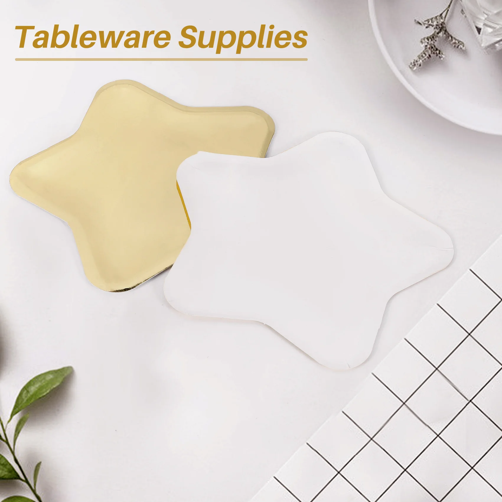 Platos de papel en forma de estrella para fiesta, vajilla desechable dorada de pentagrama, suministros de vajilla, 30 piezas