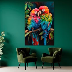 Tropical Plant Animals Pink Flamingo Exotic Bird Colorful Parrot Macaw Poster Canvas Painting Wall Art Pictures Home Room Decor