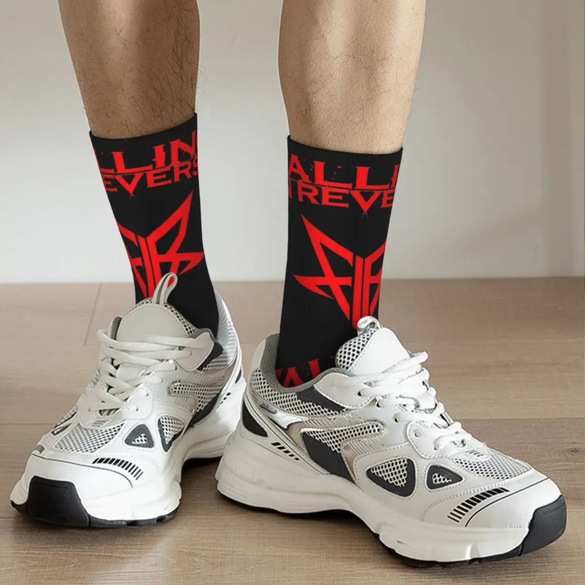 Funny Falling In Reverse Band Logo Sports Socks Polyester Middle Tube Socks for Unisex Breathable