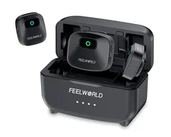 FEELWORLD LM1 2.4G Wireless Lavalier Microphone for Phone Computer Camera 2TX+1RX+Charging Case, Noise Cancellation