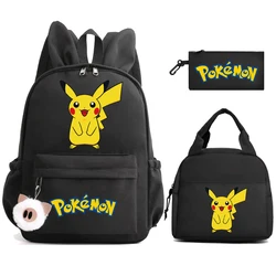 3 sztuk/zestaw Pokemon nastoletni uczeń z powrotem do plecaka szkolnego plecak książki z torbą na Lunch wodoodporny plecak Pikachu damski