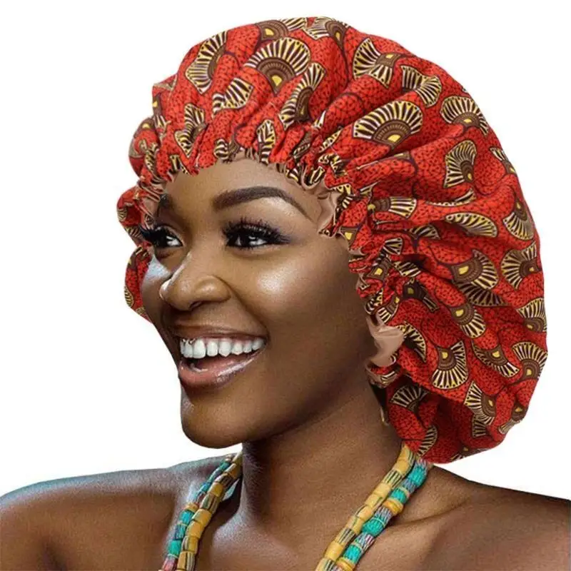 Women for Extra Large Bonnet Sleep Hat African Print Double Layer Turban Chemo C