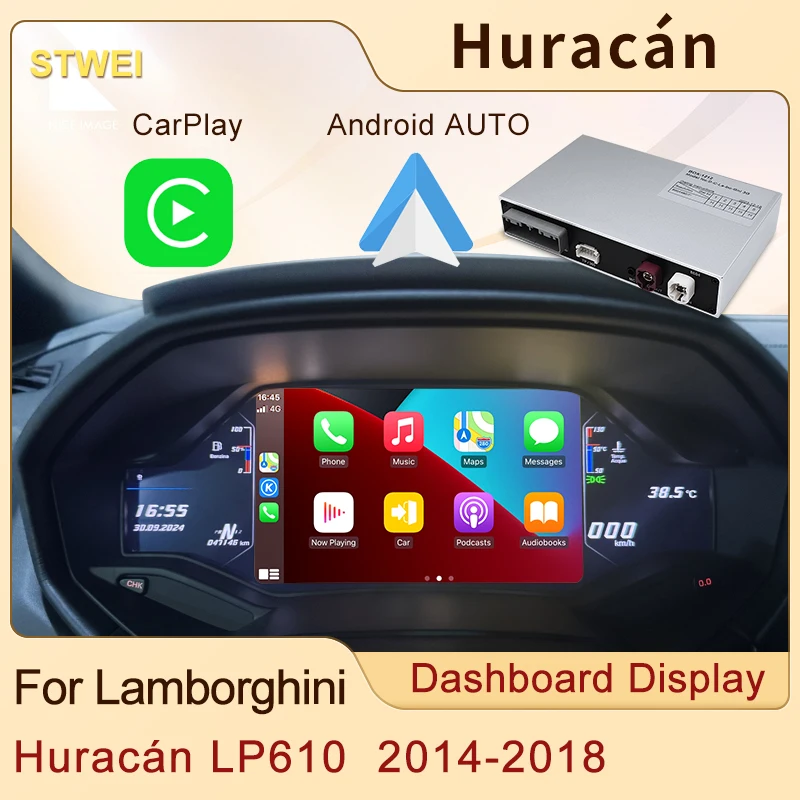 Stwei módulo carplay sem fio para lamborghini huracan lp610 android auto multimídia player de vídeo navegação suporte câmera traseira