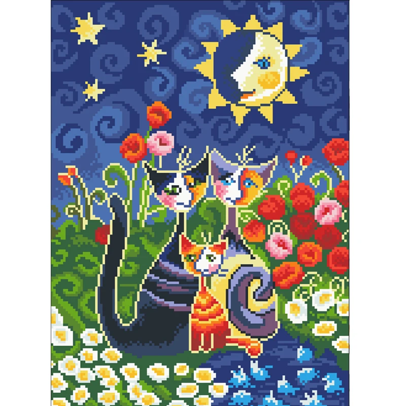 

2025 Новый стиль, набор для вышивки крестом с изображением кота, сделай сам, ручная вышивка, 11CT, украшение для дома, картина, сумка для рукоделия, коллекция, фотографии кошек