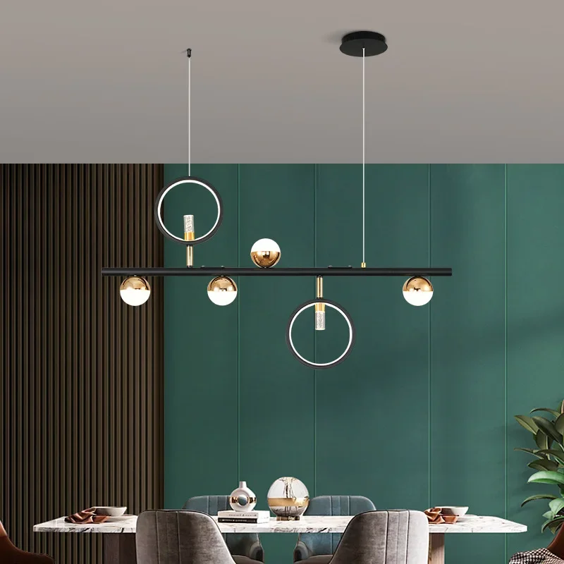 Nordic LED Chandelier 2021 Circle Ring Home Kitchen Dining Living Room Black minimalist Indoor Lighting Ceiling Chandelier