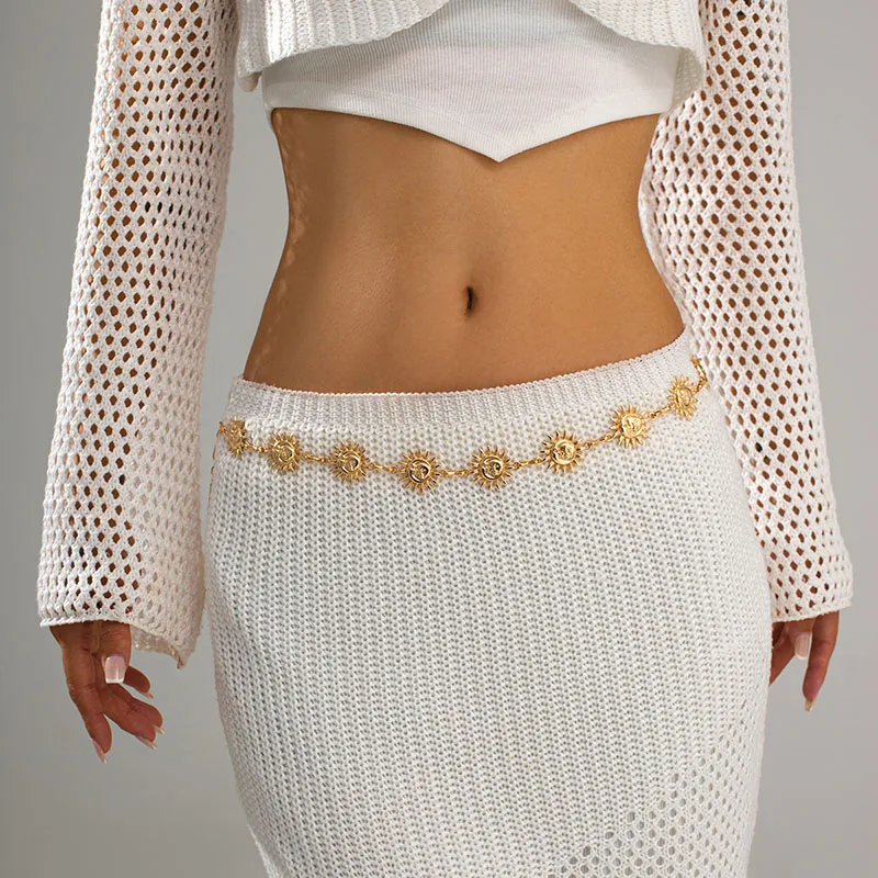 Novo boho sol cintura barriga corrente para mulheres verão sexy biquíni cinto ajustável corpo corrente festival jóias acessórios presentes