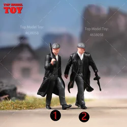 Painted Miniatures 1/18 1/24 1/64 1/43 1/87 Gangster Men Holding Gun Smoking Male Scene Figure Doll Unpainted Model For Vehicles