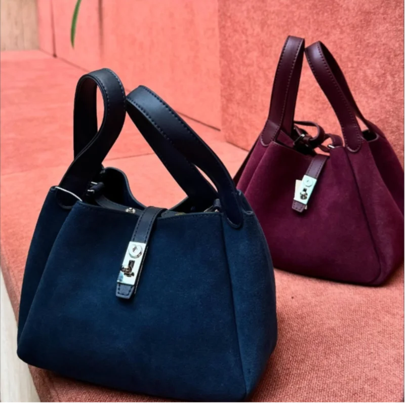 

Luxury Brand Advanced Frosted Cowhide Basket Bag High-end Simple Commute Shoulder Crossbody New Genuine Leather Women's Handbag