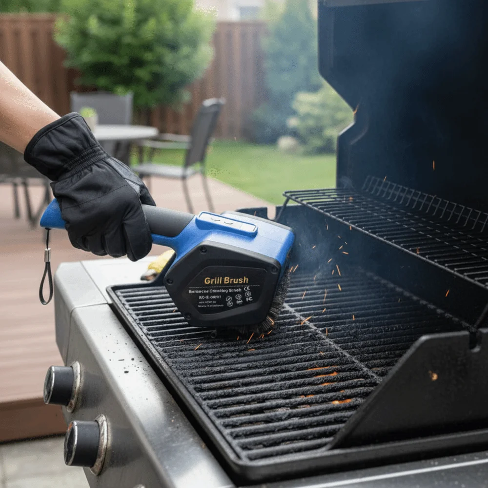 

High Power Electric Grill Cleaner Handheld Cordless Barbecue Cleaner Tools Wireless Reinforced Wire Bristles