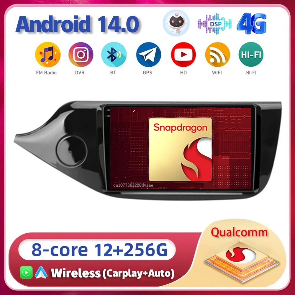 

Android 14 Carplay Auto WIFI+4G For KIA Cee'd CEED JD 2012-2018 Car Radio GPS Multimedia Player Stereo Head Unit 2din Audio DSP