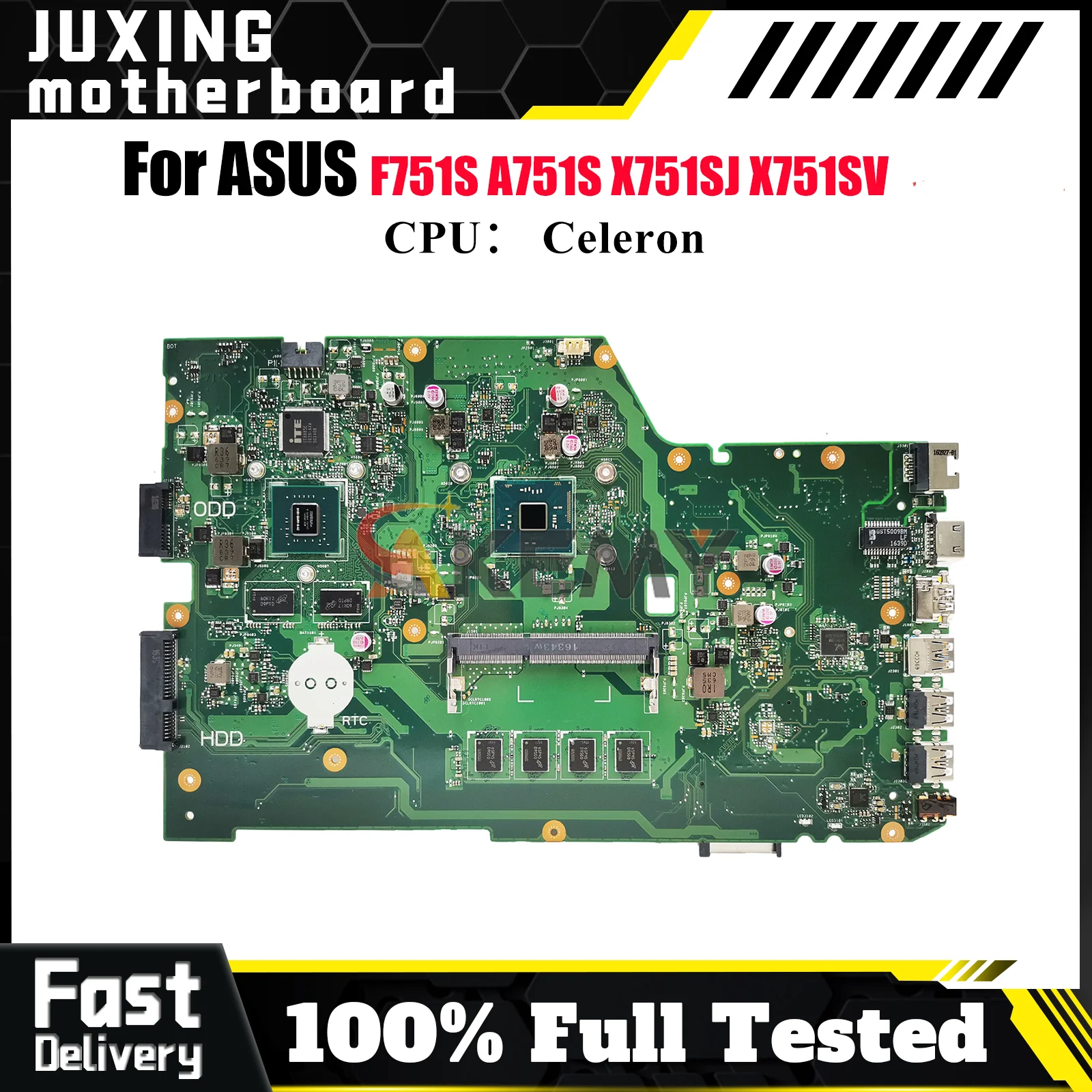 

X751SJ Laptop Motherboard For ASUS VivoBook X751SJ F751S A751S X751SV X751S Mainboard With Celeron CPU 100% tests OK fast ship